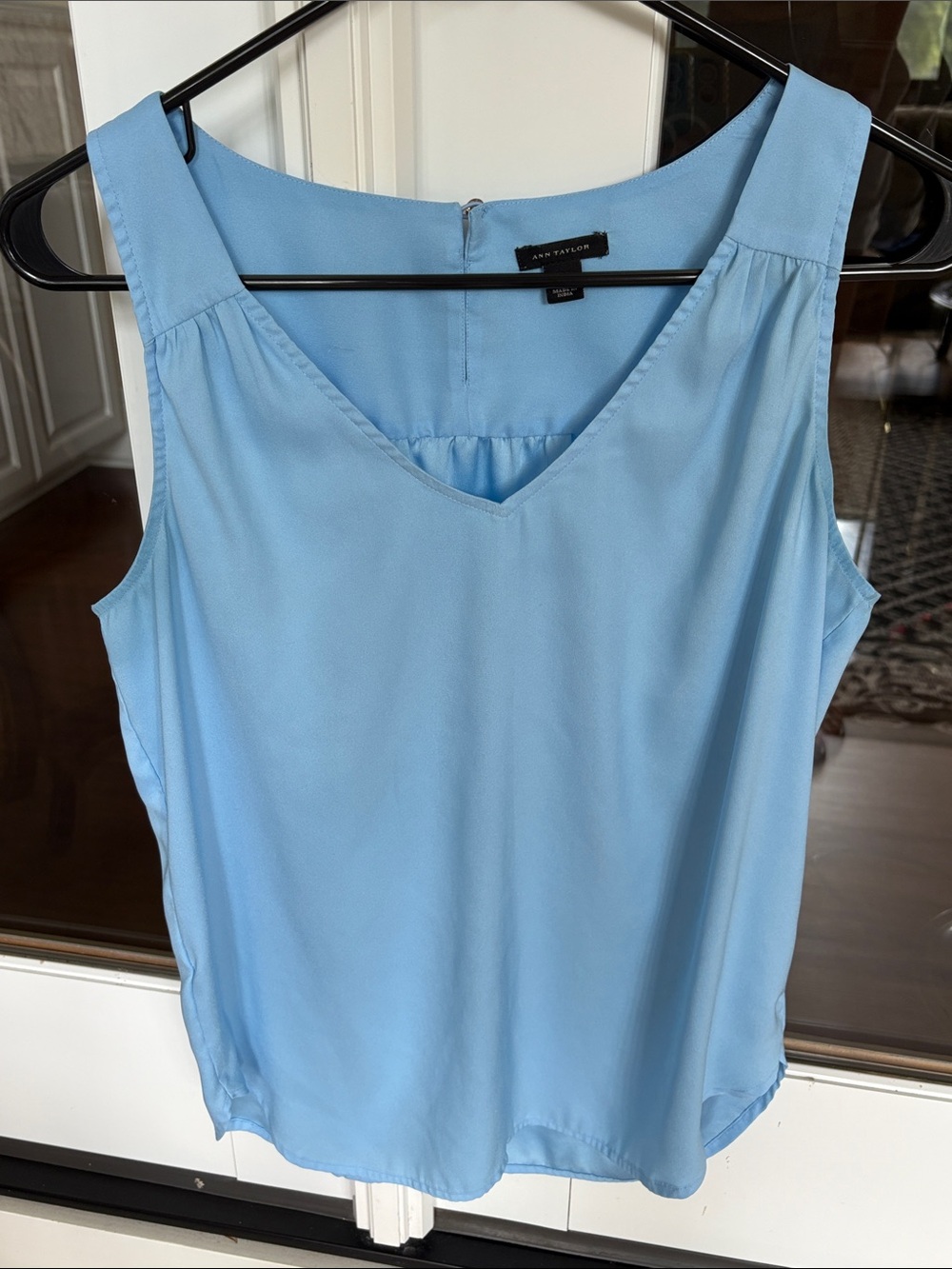 Ann Taylor Sky Blue V-Neck Sleeveless Shell